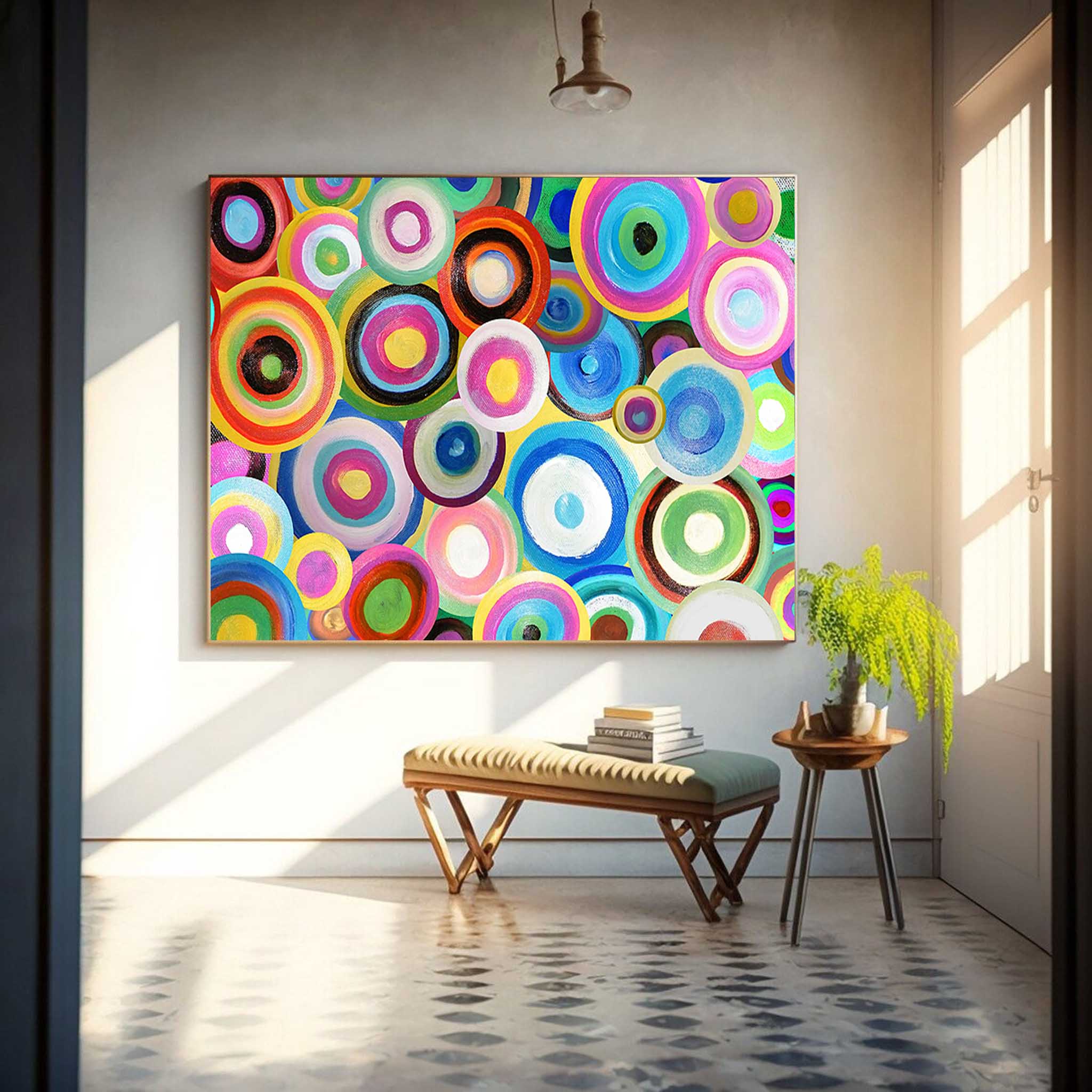 Modern Acrylic Painting Bright Colorful Large Abstract Oil Painting Original Wall Art Home Decoration