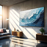 Blue Texture Ocean Abstract Oil Painting Large Ocean Original Blue Painting On Canvas Modern Wall Art Living Room Decor