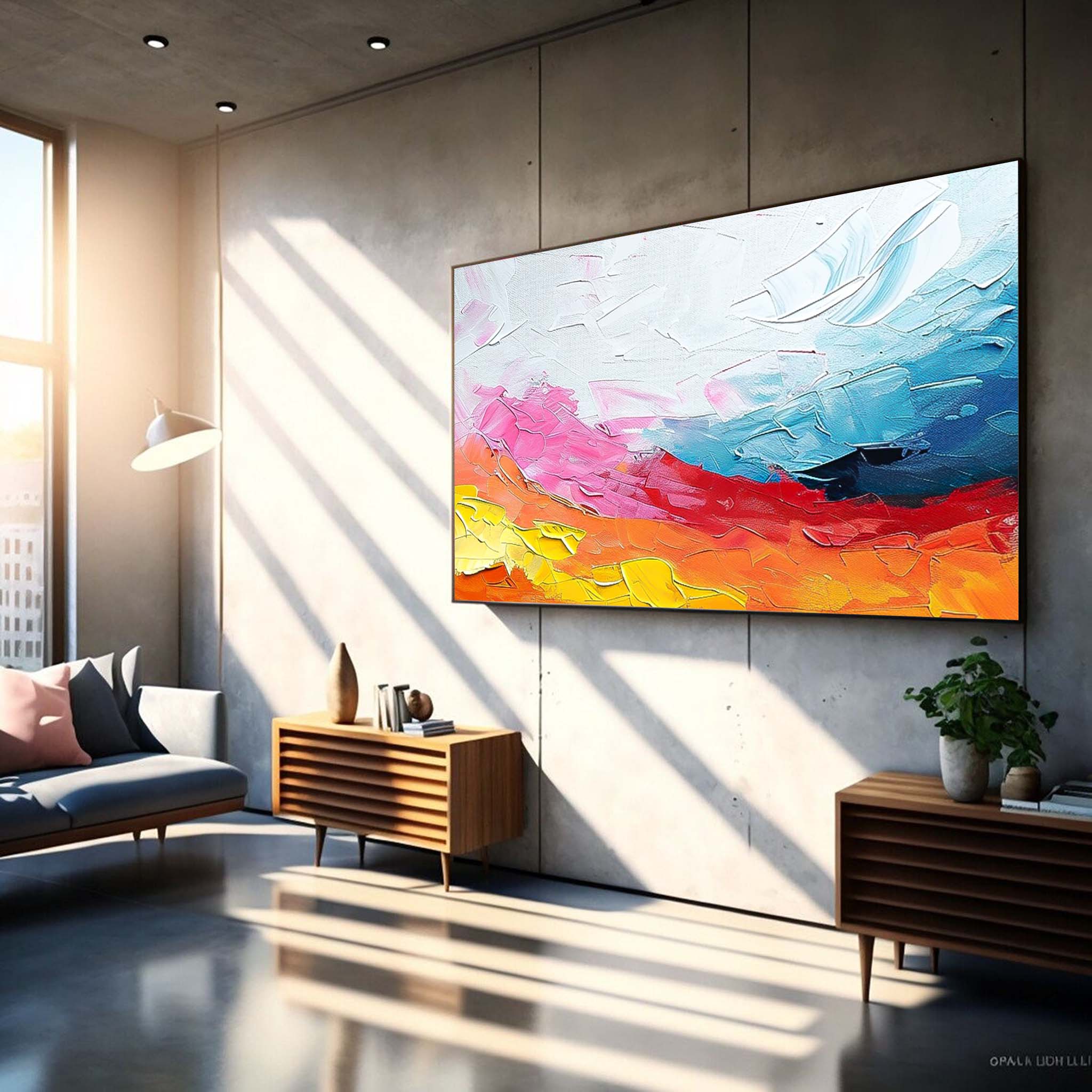 Large Texture Abstract Oil Painting Original Wall Art Vibrant Color Buy Abstract Paintings Online Home Decor