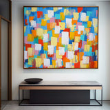 Bright Colorful Large Abstract Oil Painting Modern Geometric Acrylic Painting Original Wall Art Home Decoration