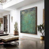 Green Abstract Oil Painting On Canvas Modern Texture Wall Art Large Original Painting For Living Room