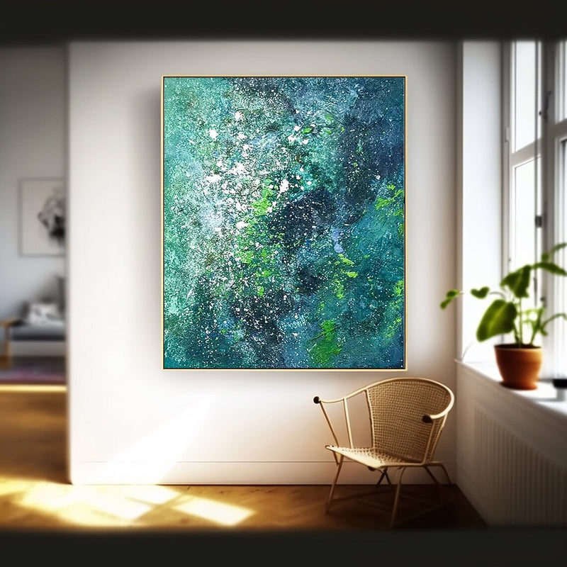 Bright Green Abstract Oil Painting On Canvas Modern Texture Wall Art Large Original Painting For Living Room