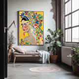 Gorgeous Original Modern Wall Art Colorful Artwork portretter of a beautiful girl in a romantic vintage styl