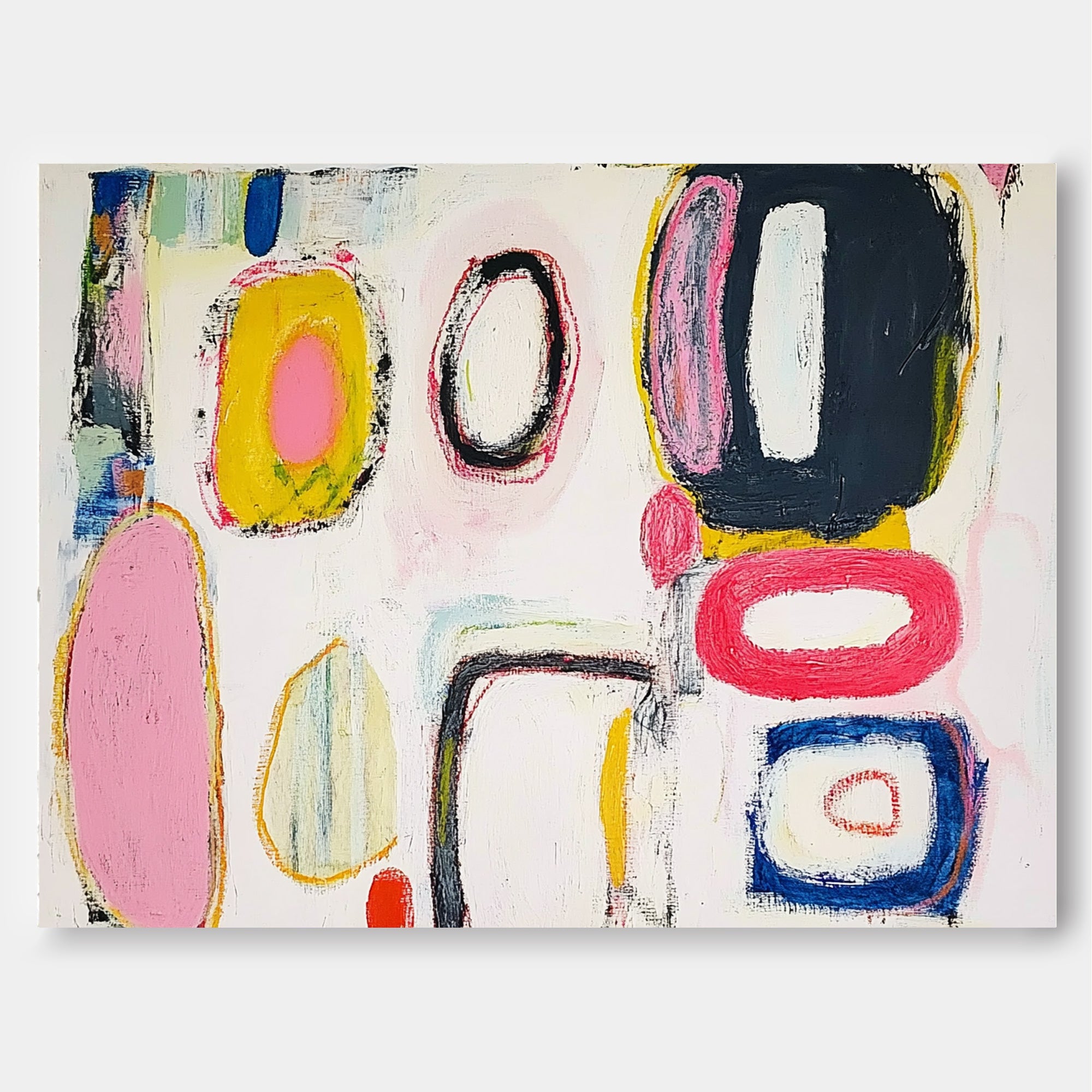 Modern Colorful  Artwork Original Irregular Geometric Circles Wall Art Abstract Graffiti Oil Painting