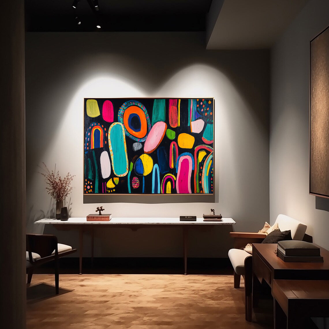 Modern Colorful  Artwork Abstract Graffiti Oil Painting Original Irregular Geometric Circles Wall Art