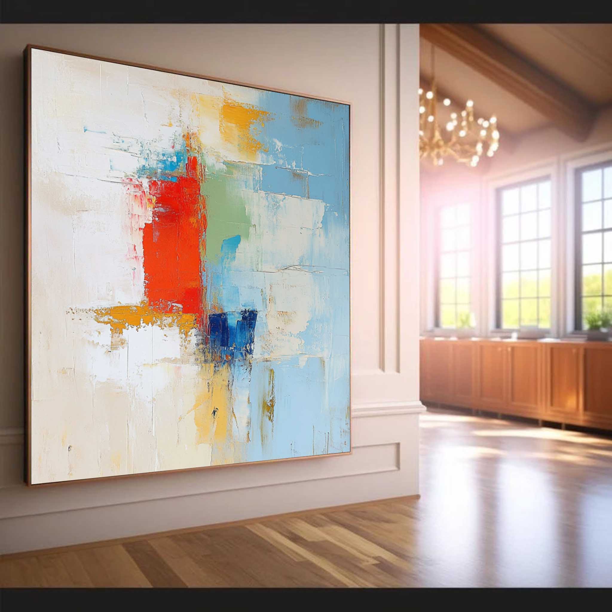 Color Large Square Texture Abstract Wall Art Framed Modern Abstract Oil  Painting Canvas Home Decorations