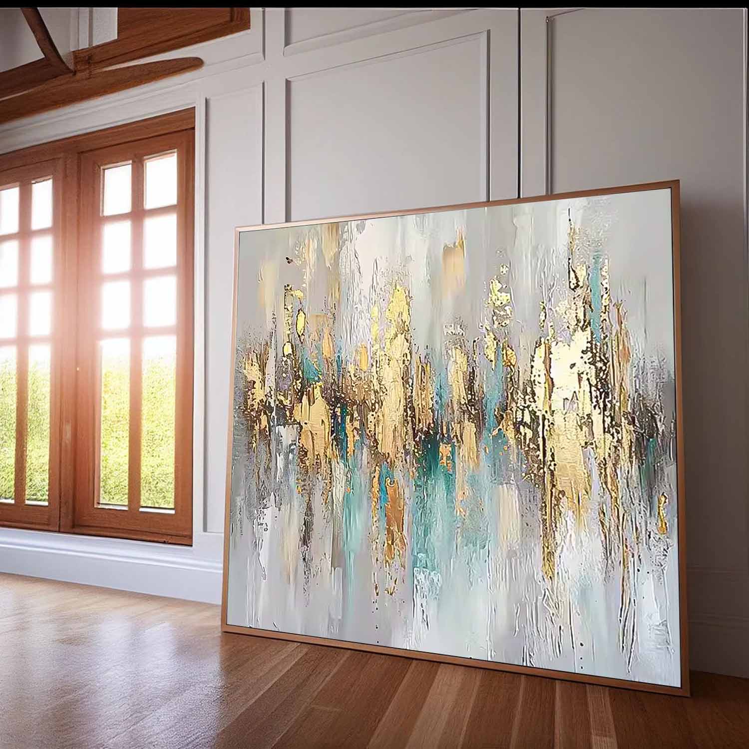 Square Texture Abstract Gold Acrylic Painting On Canvas Contemporary Popular Oil Painting Wall Art