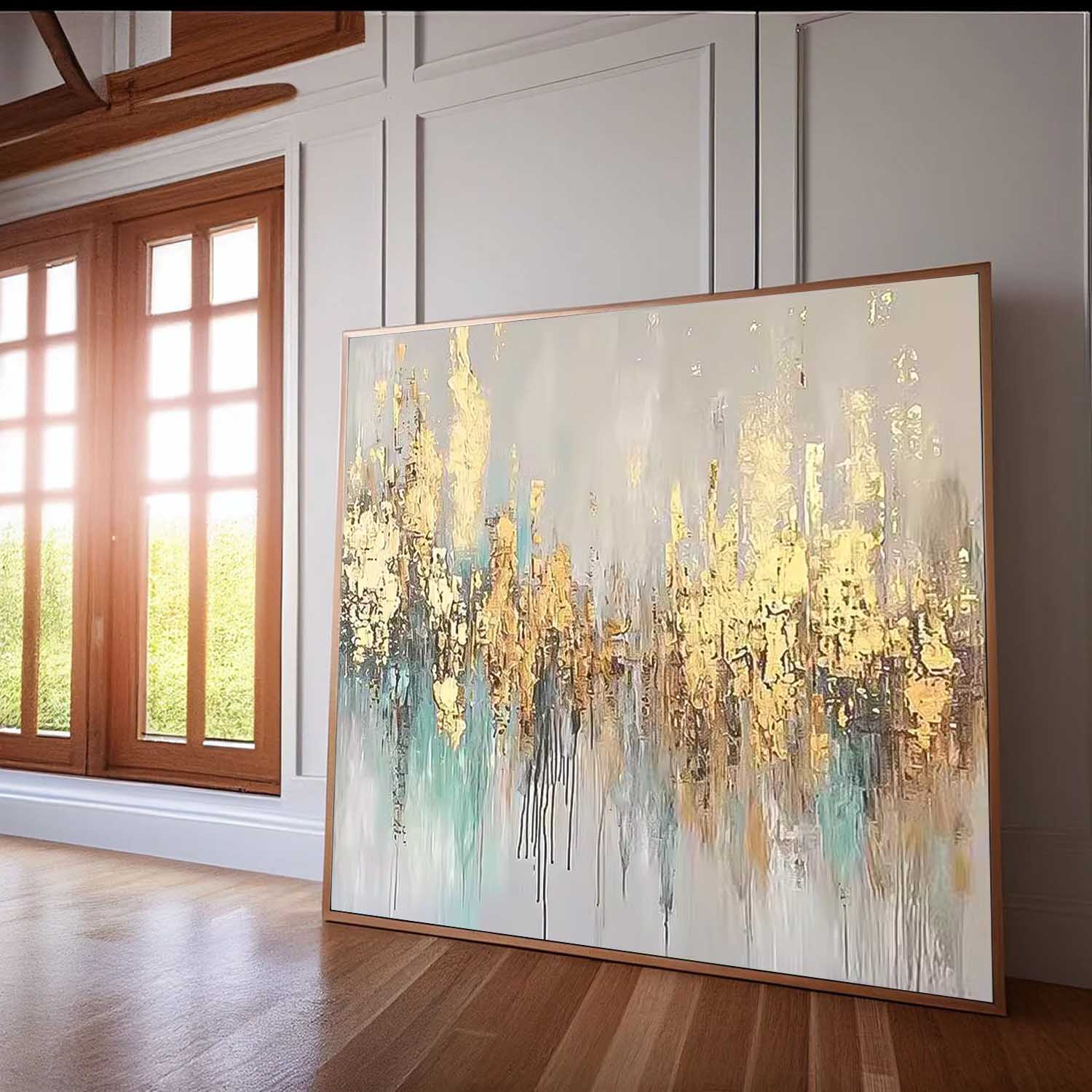 Contemporary Popular Oil Painting Square Texture Abstract Gold Acrylic Painting On Canvas Wall Art