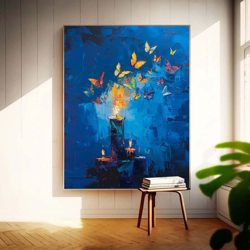 Butterfly By Candlelight Acrylic Painting On Canvas Abstract Still Life Painting Original Artwork Decor