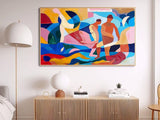 Colorful Abstract Portraiture Expressive Characters Artwork Artistic Faces Painting Bold Cubist-Inspired Modern Art