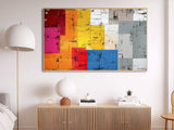 Original Geometry Wall Art Large Retro Abstract Oil Painting Color Buy Abstract Paintings Online Home Decor