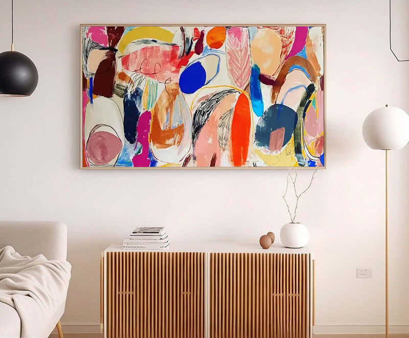 Colorful Abstract Large Painting On Canvas Contemporary Acrylic Painting Modern Wall Art Living Room