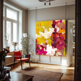 Yellow And Red Abstract Oil Painting On Canvas Modern Wall Art Large Original Blue Acrylic Painting For Living Room