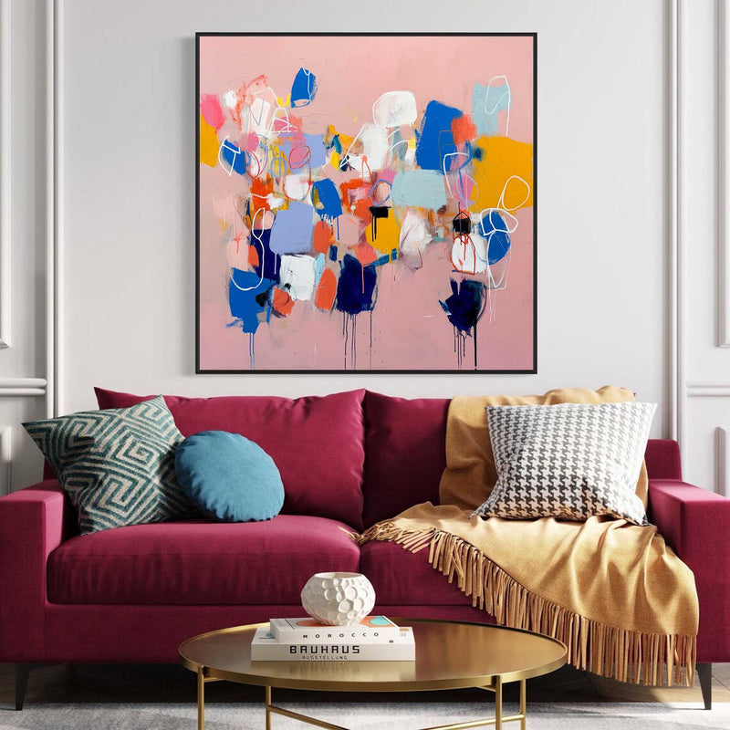 Square Abstract Texture Oil Painting Bright Pink Large Acrylic Painting On Canvas Original Modern Wall Art Home Decor