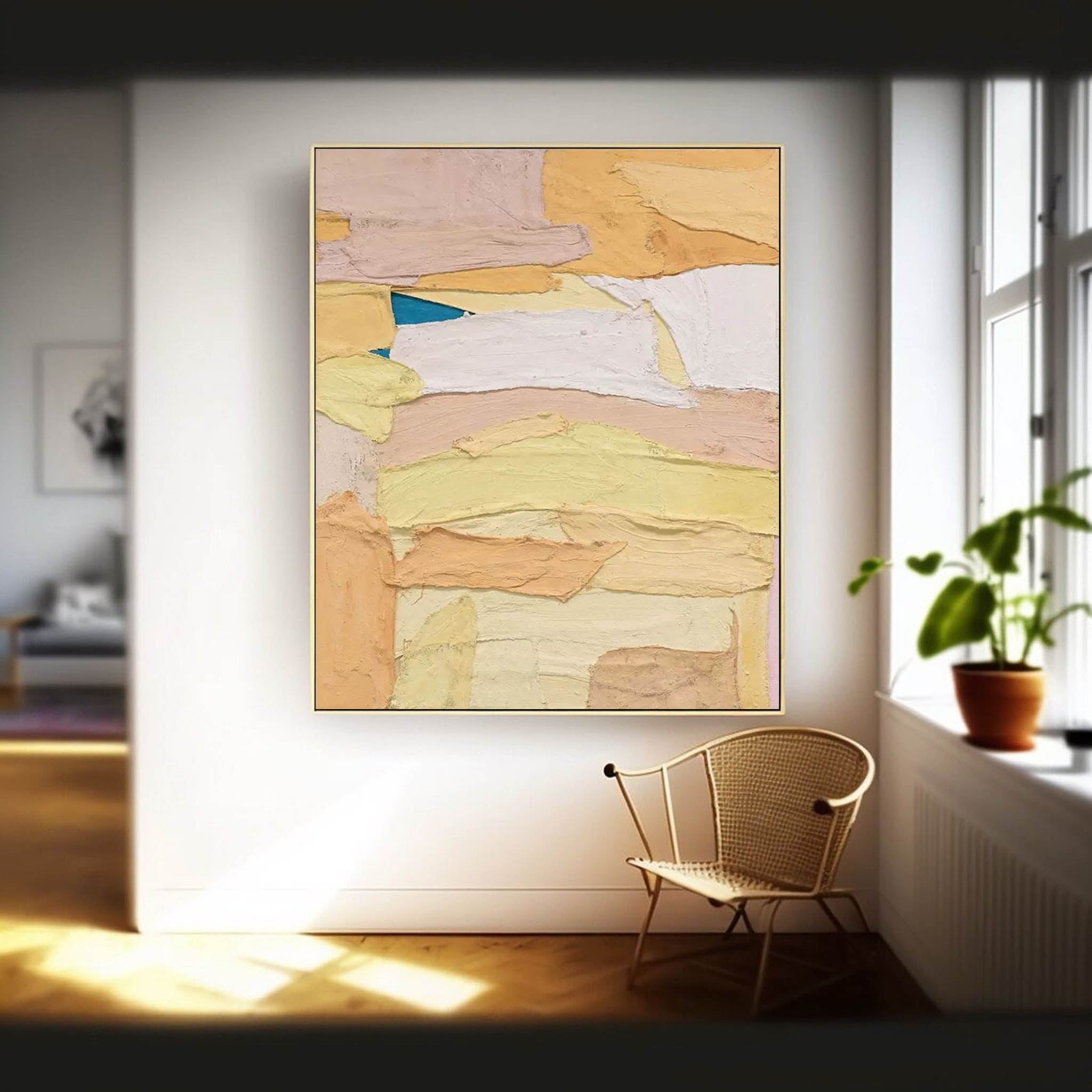 Warm Yellow Abstract Oil Painting On Canvas Modern Minimalist Wall Art Large Original Textured Acrylic Painting For Home Decor