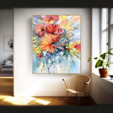 Orange Blossom Abstract Acrylic Painting On Canvas Contemporary Flower Wall Art Home Decor Free Shipping