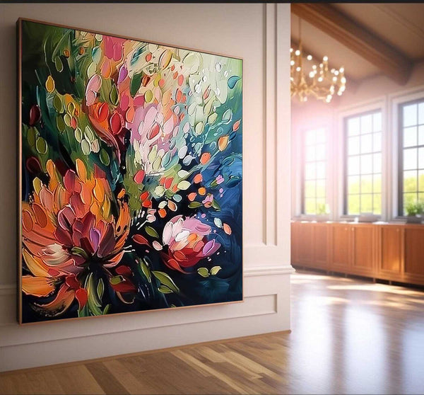 Contemporary Bohemian Decor Art For Sale Various Floral Acrylic Painting Cute Colorful Flowers Oil Painting On Canvas