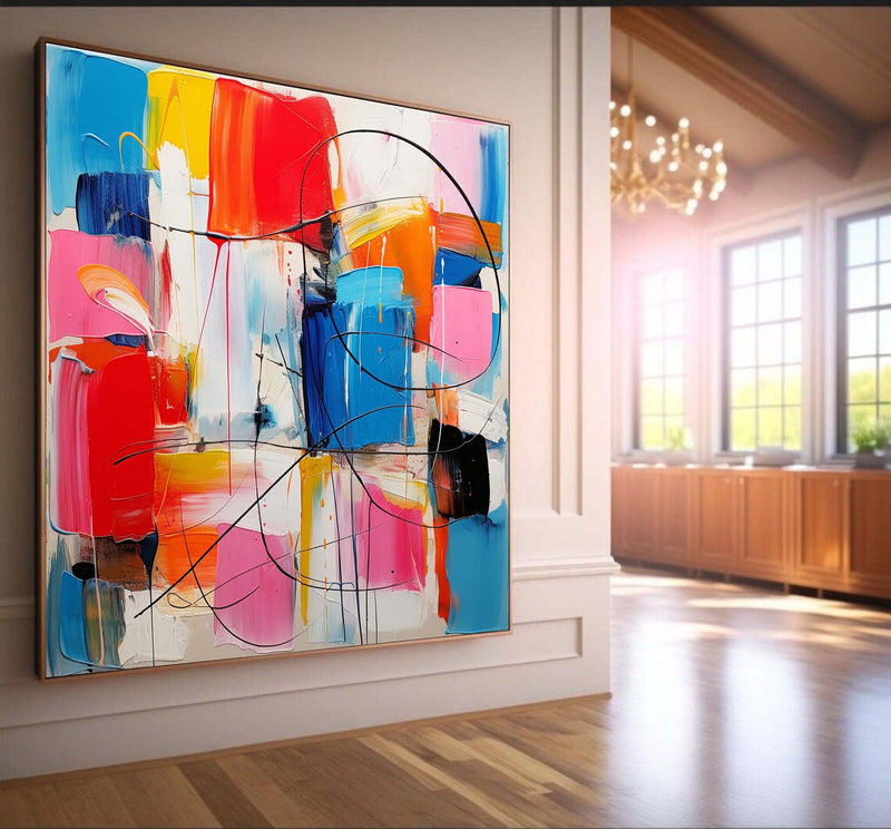 Large Vibrant Colorful Acrylic Painting Original Abstract Oil Painting Modern Wall Art For Living Room