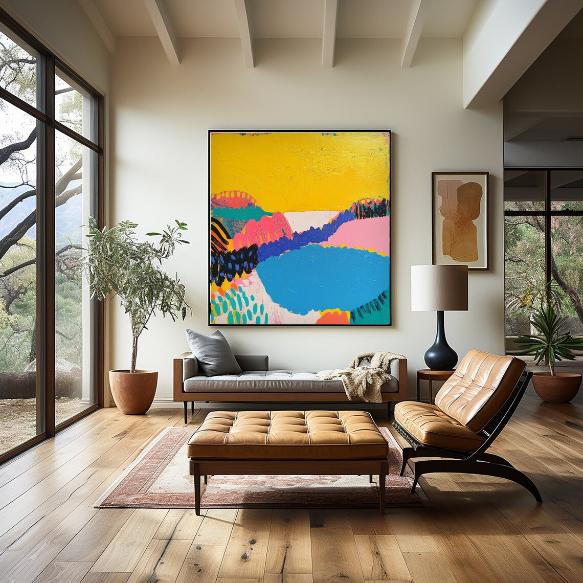 Square Contemporary Art Texture Acrylic painting Original Landscape Painting Abstract Graffiti Wall Art