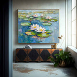 Big Lotus Flower Texture Artwork Original Lotus Oil Painting On Canvas Abstract Acrylic painting Home Decor