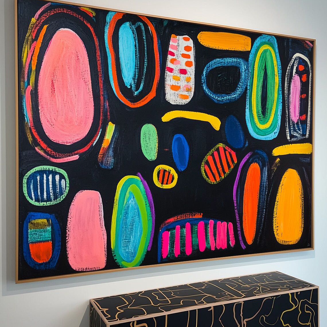 Original Irregular Geometric Circles Wall Art Modern Colorful  Artwork Abstract Graffiti Oil Painting