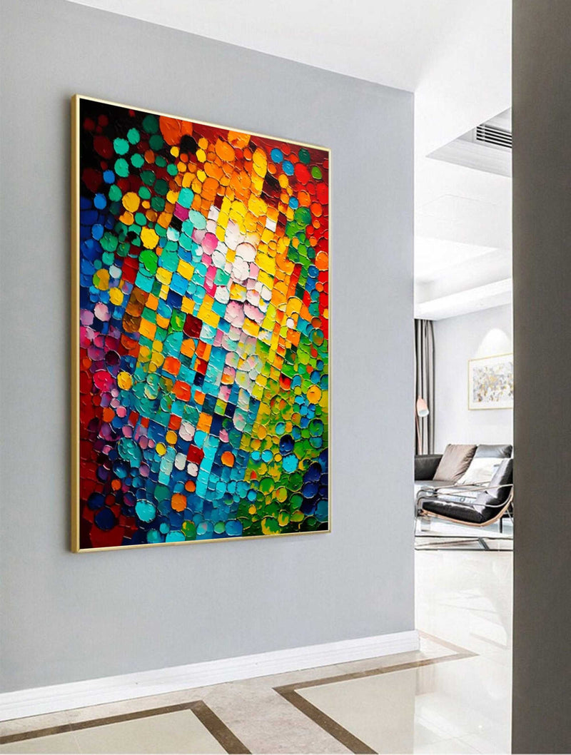 Bright Colorful Abstract Oil Painting on Canvas Modern Texture Wall Art Large Colorful Original Knife Painting Home Decor
