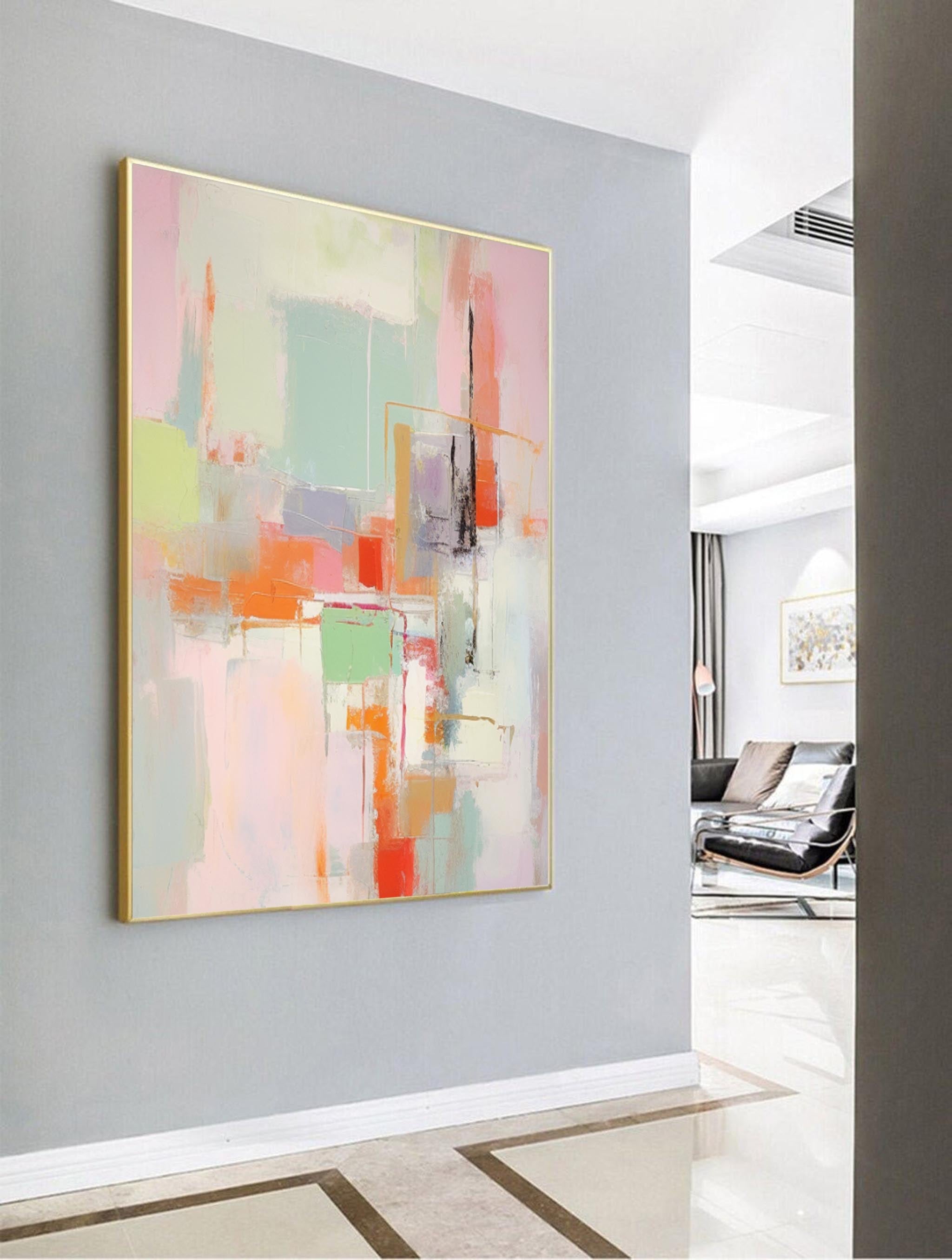 Bright colorful Large Original Abstract Oil Painting On Canvas Modern Texture Wall Art Home Decor