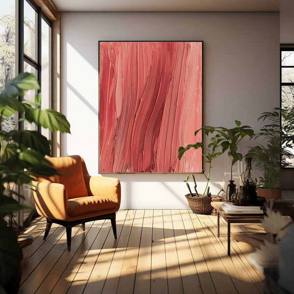 Red Texture Minimalist Oil Painting On Canvas Large Abstract Acrylic Painting Original Wall Art Home Decor