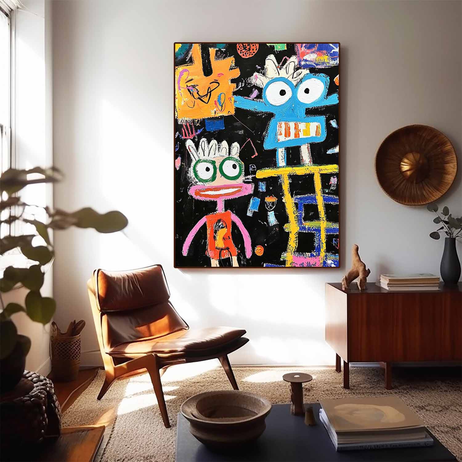 Original Full Of Childlike Fun Artwork Abstract Figure Painting Canvas Large Graffiti Cartoon Wall Art