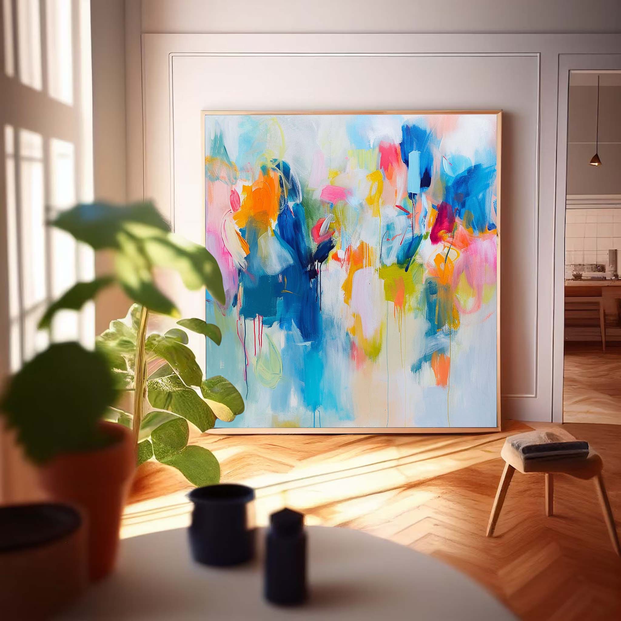 Square Abstract Wall Art Original Abstract Painting For Sale Colorful Painting Canvas For Living Room