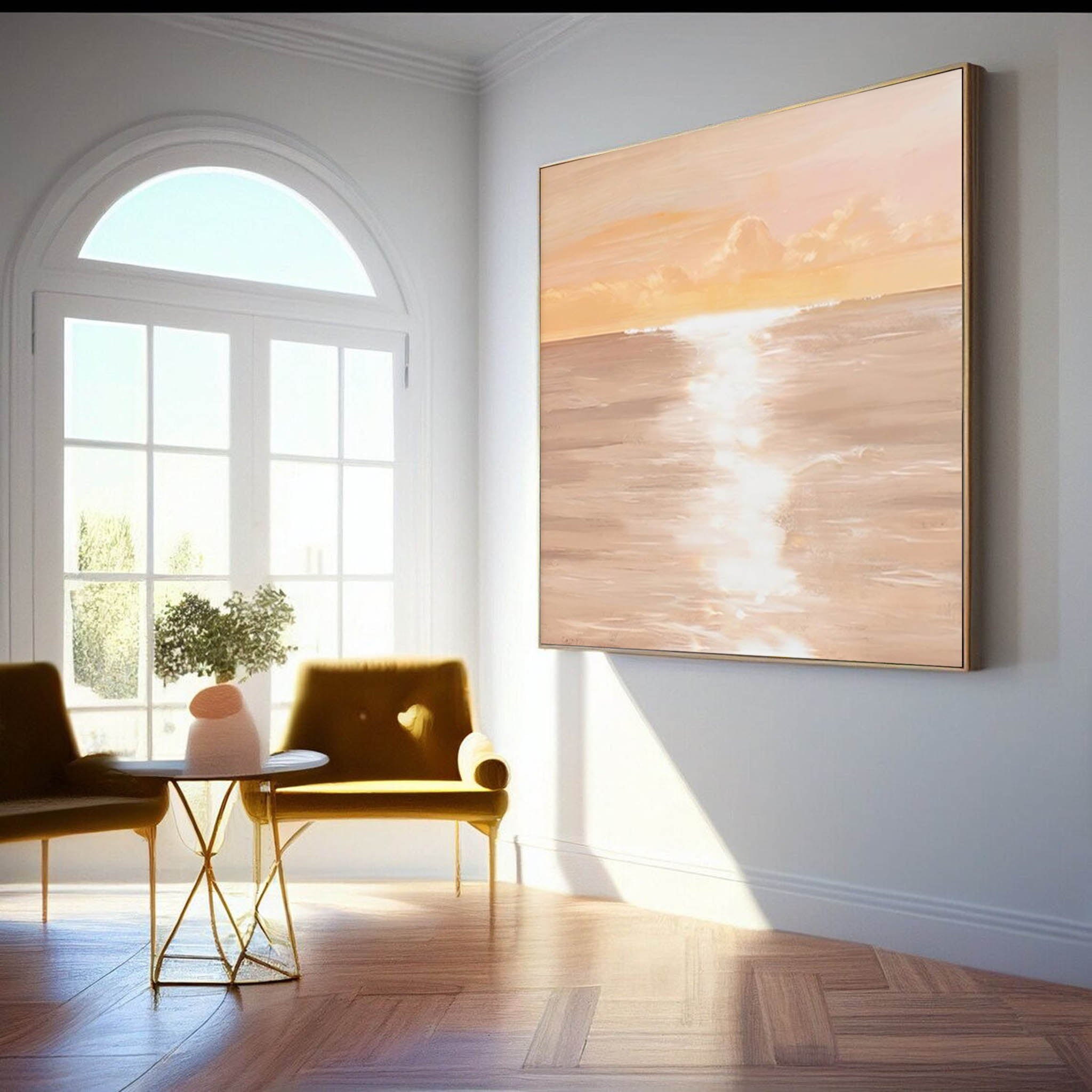 Modern Sunset Oil Painting Large Wall Art Abstract Sunset Seaside Acrylic Painting Home Decor