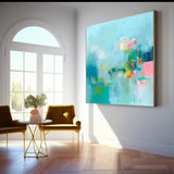 Bright Blue Abstract Painting Canvas Original Abstract Art For Sale Contemporary New Abstract Painting For Living Room