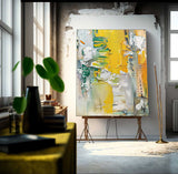 Vibrant Yellow Thick Texture Large Art Modern Abstract Artwork Original Oil Painting On Canvas Home Decor