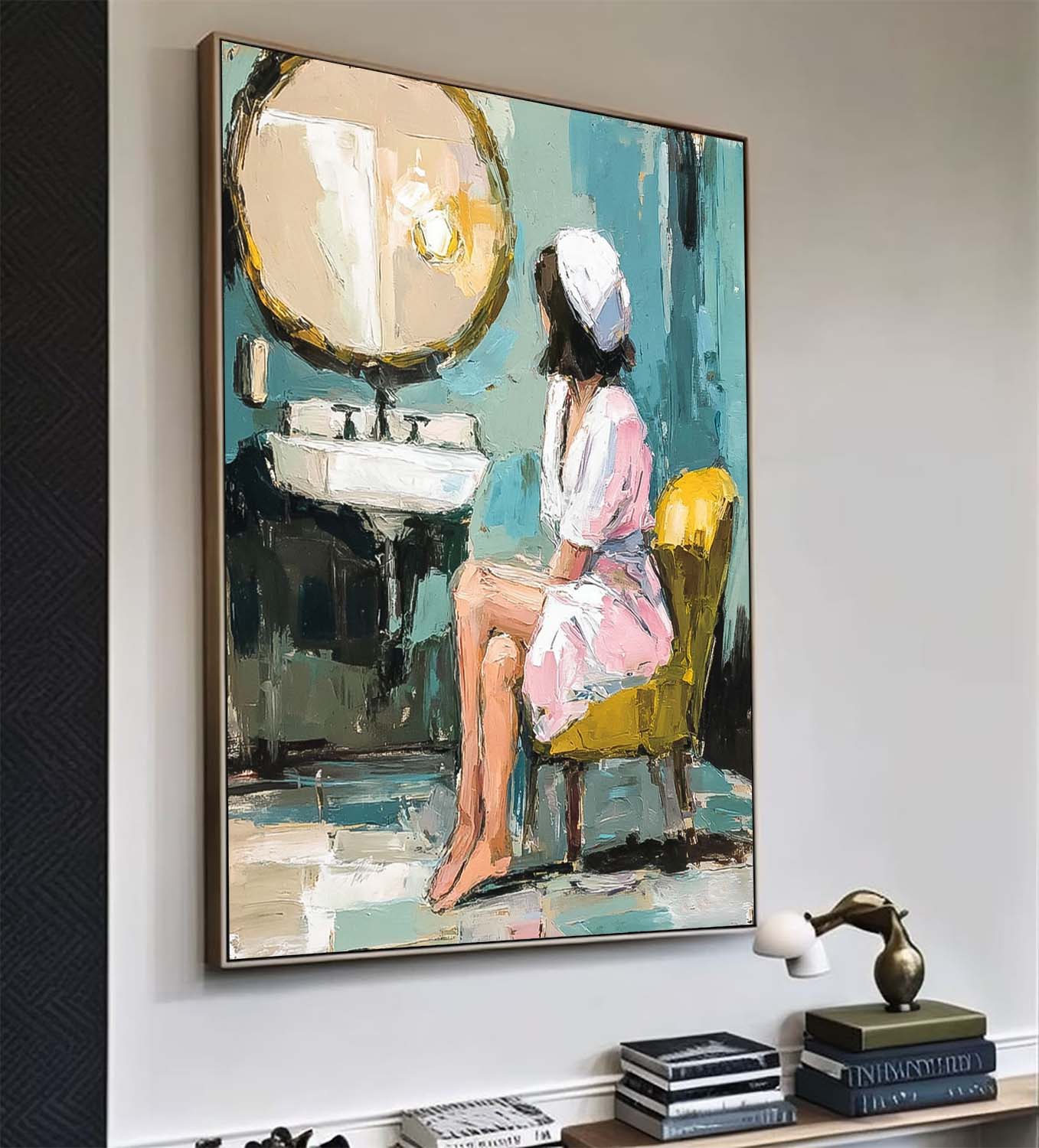 Abstract Lady Oil Painting Canvas Original Impressionist Bathroom Art Oil Painting Modern Home Decor
