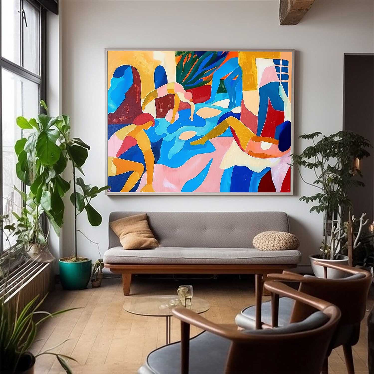 Matisse Style Painting Of Women Vibrant Modern Abstract Figures Canvas Art Large Colored Female Wall Art