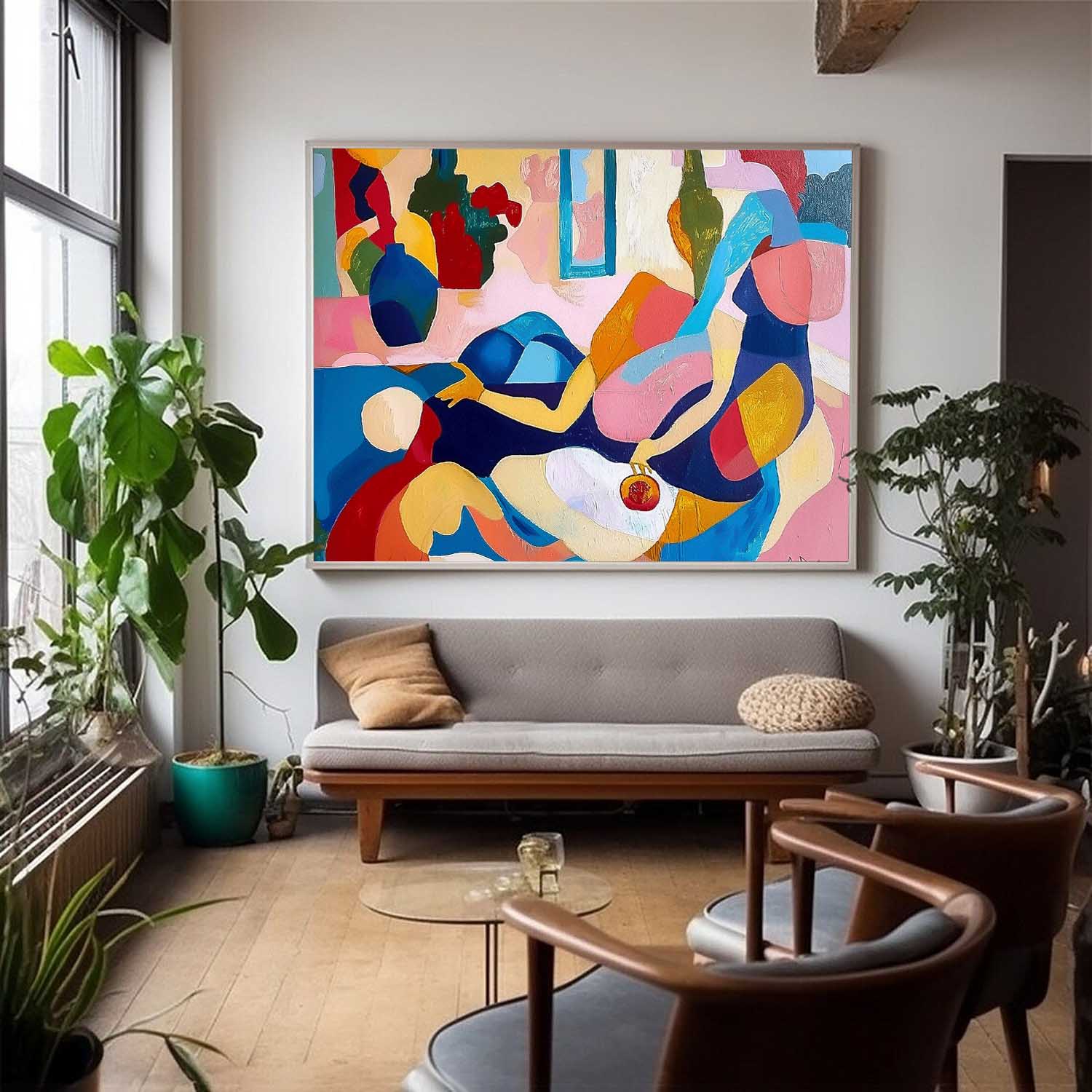 Large Wall Art Original Famous Painting Abstract Colored Figures Oil Painting on Canvas Modern Wall Art Home Decor Picasso Art