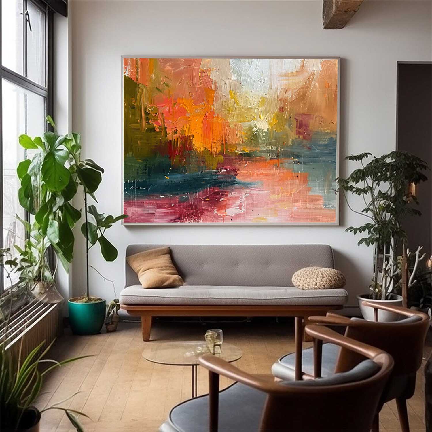 Original Scenery Painting Abstract Landscape Oil Painting On Canvas Framed Texture High Quality Wall Art