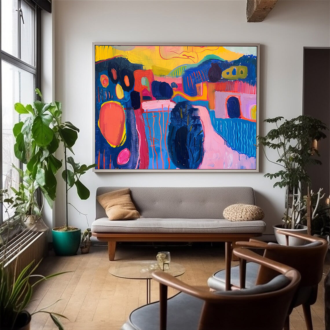 Modern Colorful Scenery Artwork Abstract Graffiti Oil Painting Texture Acrylic painting Original Wall Art