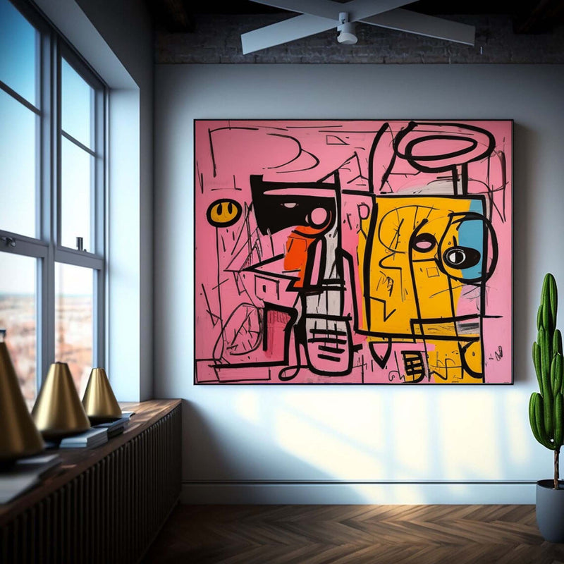 Large interesting Abstract Oil Painting Original Graffiti Wall Art Vibrant Pink Buy Abstract Paintings Online For Living Room