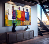 Colorful Abstract Figure Oil Painting Large Silhouette Wall Art Original Artwork For Living Room