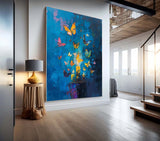 Original Artwork Abstract Still Life Painting Butterfly By Candlelight Acrylic Painting On Canvas For Living Room