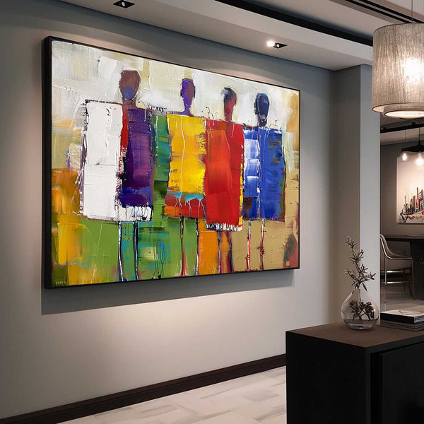 Colorful Abstract Figure Oil Painting Large Silhouette Wall Art Original Artwork For Living Room