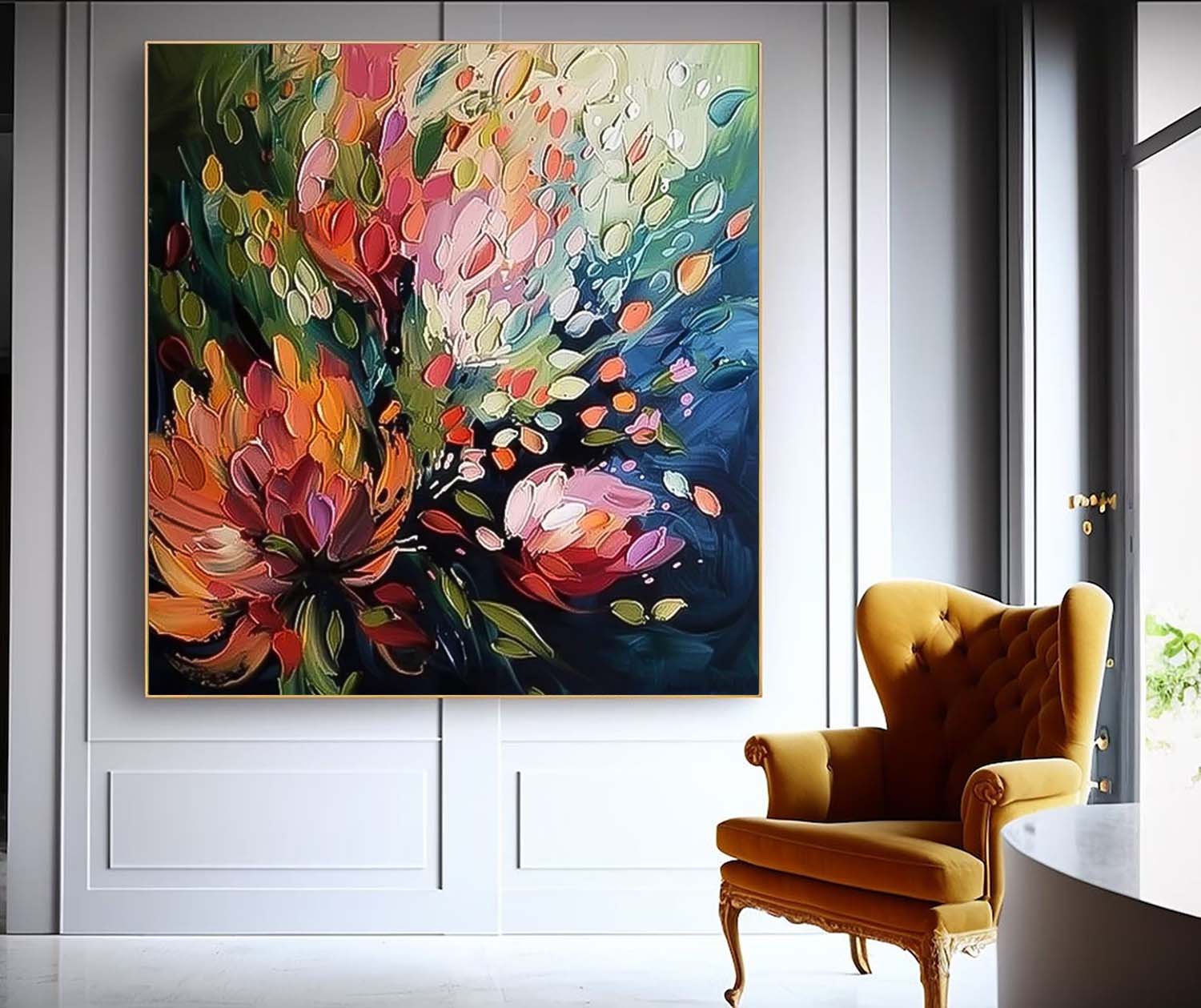 Contemporary Bohemian Decor Art For Sale Various Floral Acrylic Painting Cute Colorful Flowers Oil Painting On Canvas