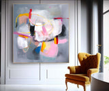 Original Hand Painted Wall Art Square Abstract Fine Art Canvas Contemporary Abstract Art For Sale