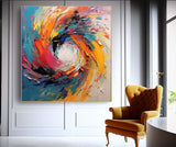 Colorful Vortex Oil Painting Square Texture Abstract Colorful Acrylic Painting On Canvas Large Wall Art