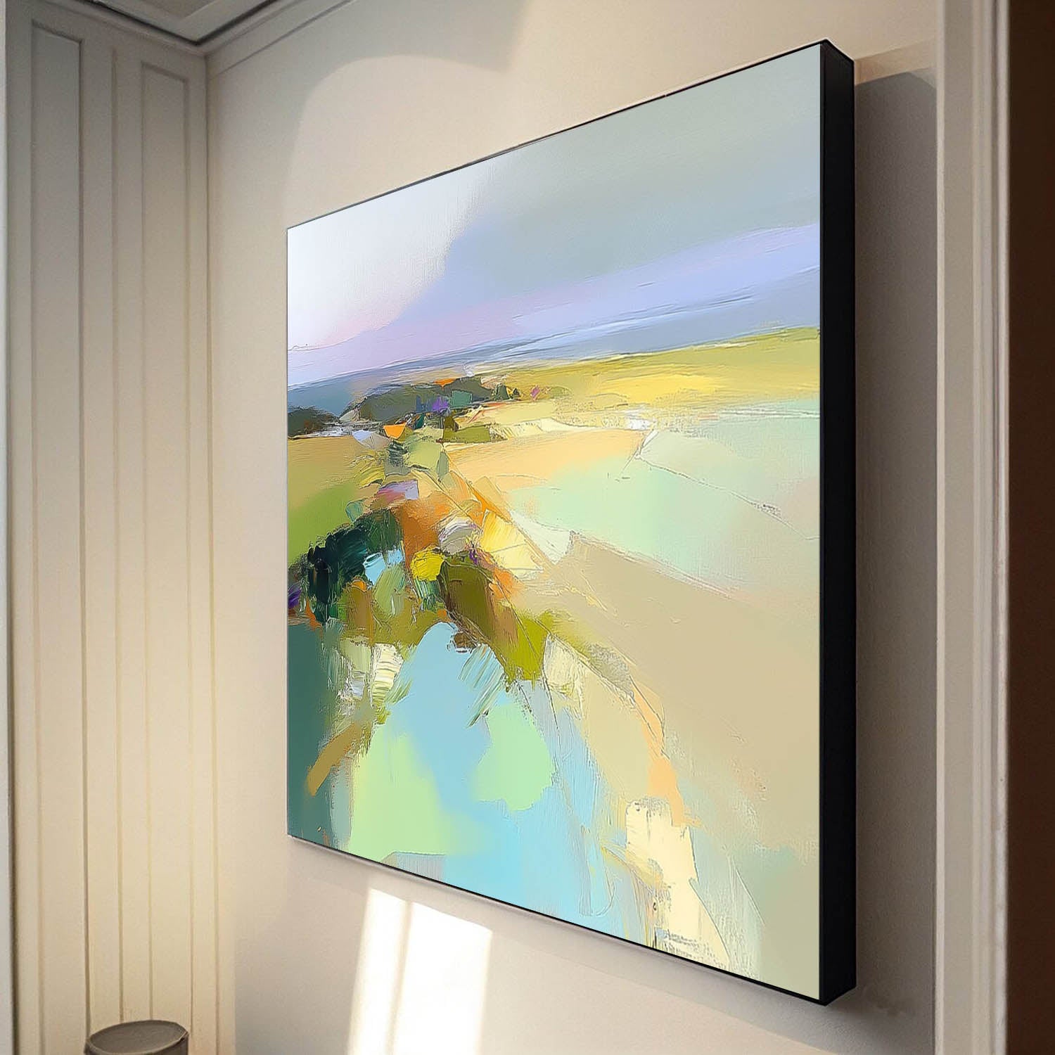 Abstract Texture Canvas Wall Art Abstract Landscape Scraper painting Large Modern Green Minimalist Painting