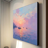 Modern Highest Quality Oil Painting Large Sunset At Sea Wall Art Abstract Texture Acrylic Painting For Living room