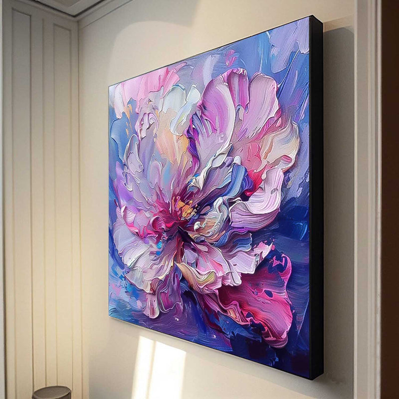 Purple Floral Acrylic Painting Cute Flowers Oil Painting On Canvas Contemporary Bohemian Decor Art For Sale