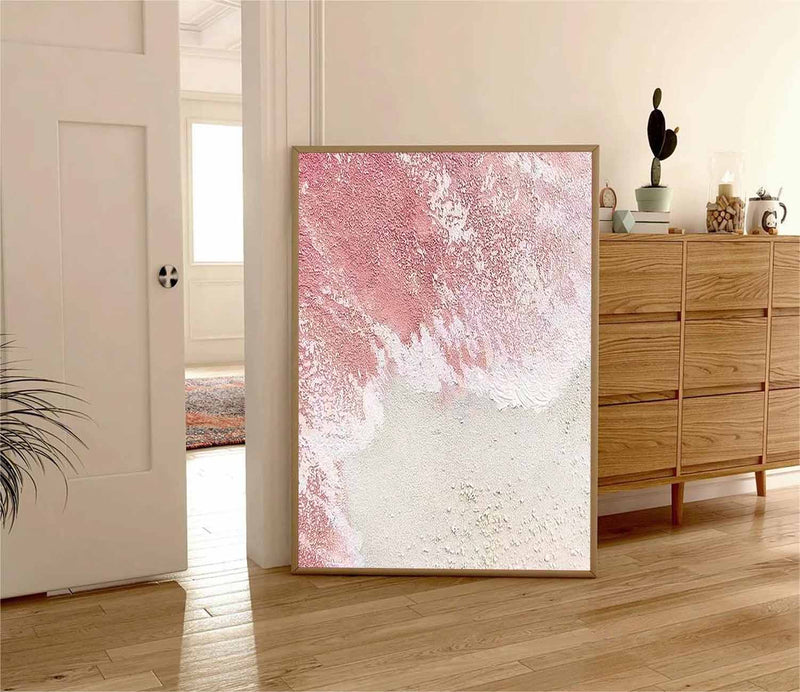 Original Abstract Beach Oil Painting On Canvas Large Pink Ocean Wall Art Handmade Texture Artwork Home Decor