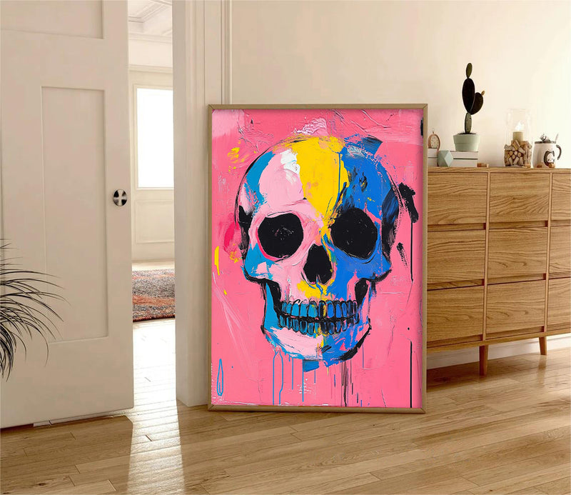 Colorful Original Head Abstract Wall Large Acrylic Painting Lovely Skeleton Painting Art Unique Home Decor